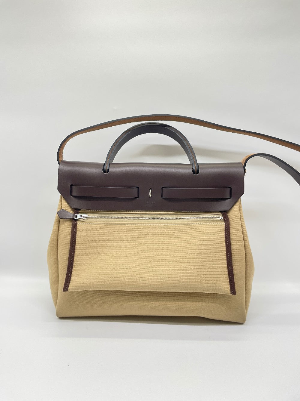 Preowned. Hermes Herbag 31 Trench/Ebene Canvass PHW. UMN009KD|10294