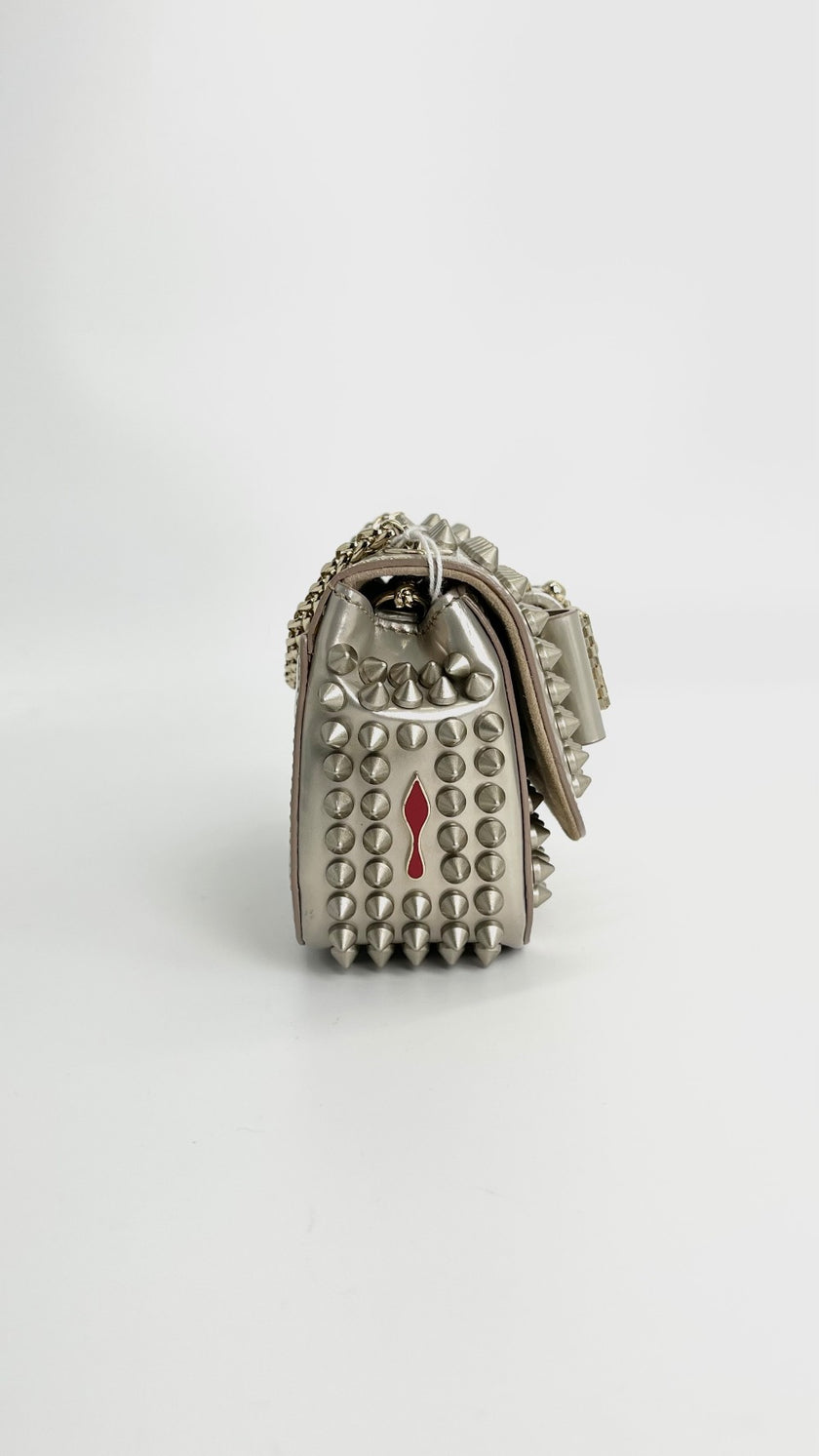 Preowned. Louboutin Spike Sweet Charity Mini Studded Silver|4513