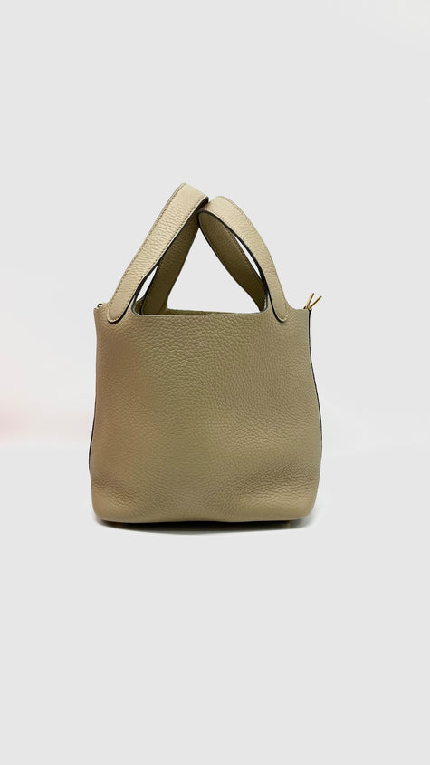 Brand New. Hermes Picotin 18 Beige Marfa Togo GHW. WAU005MM|10492