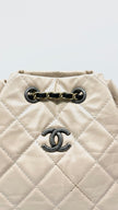Preowned. Chanel Small Gabrielle Backpack Clafskin Beige/Black Mixed Metal. 25376023|10364