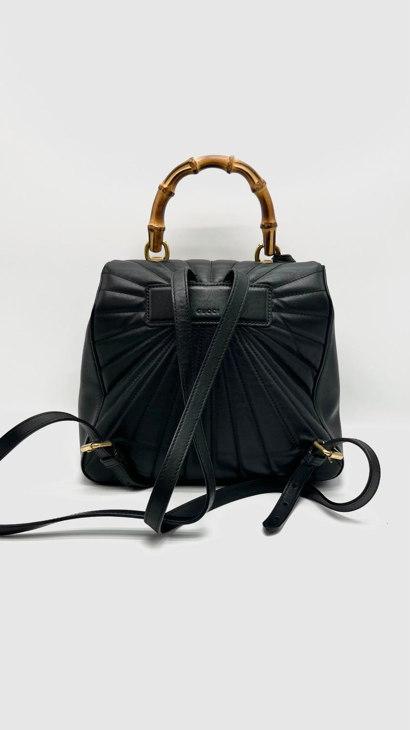 Preowned. Gucci Queen Margaret Bamboo Backpack|15672