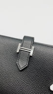 Preowned. Hermes Bearn Compact Wallet Black PHW. DNN002NY|9926