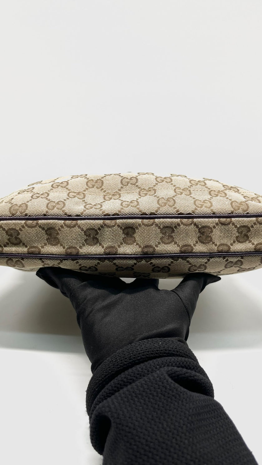 [SALE] Preowned. Gucci Jackie Hobo Canvass Dark Purple. 137335491404|10878