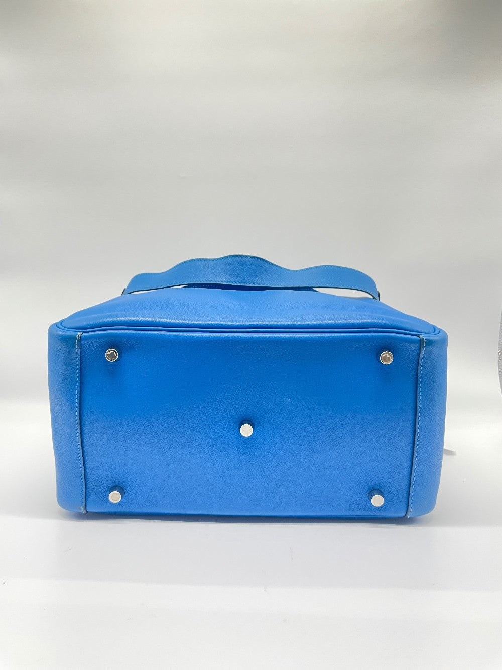 Preowned. Hermes Lindy 30 Blue Hydra Evercolor PHW. TAS011IG|9116