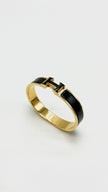 Preowned. Hermes Clic H Black Bracelet GHW|16246