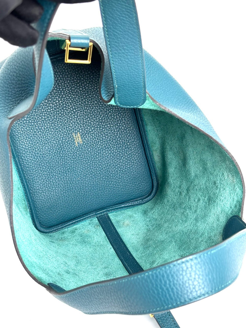 Preowned. Hermes Picotin 22 Vert Bosphore GHW. DAM004UH|3728