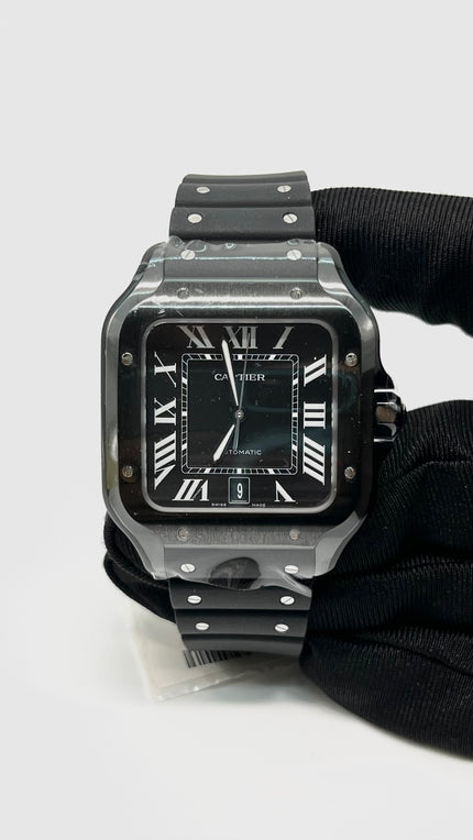 Brand New. Cartier Santos Large ADLC Black Rubber Strap|5592
