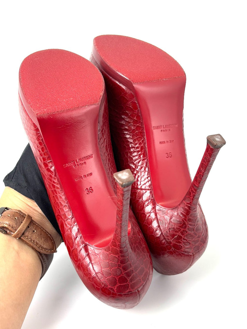 Brand New. YSL Pumps Heel Exotic Red. 36|7475