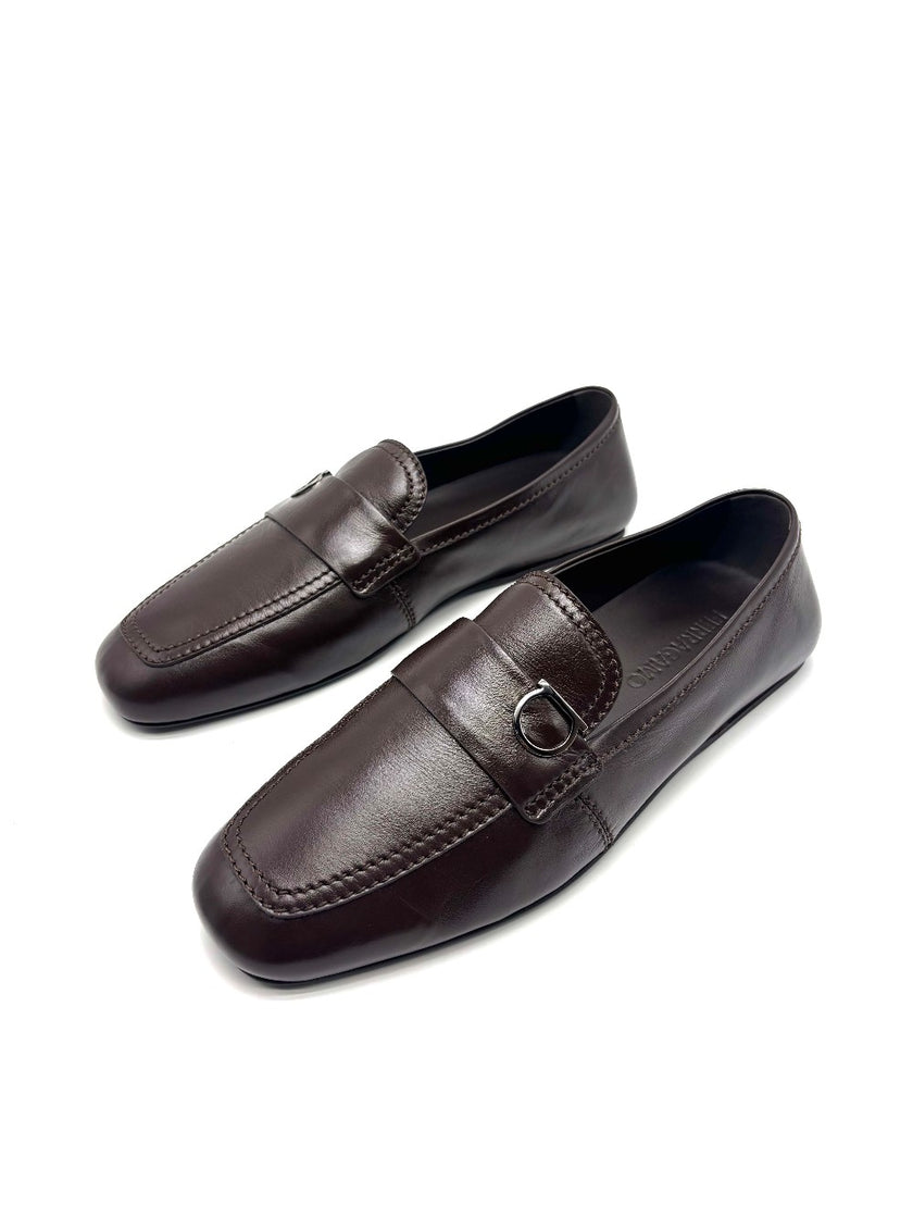 Unused. Ferragamo Gancini Loafers Brown. 7 EEE|17418