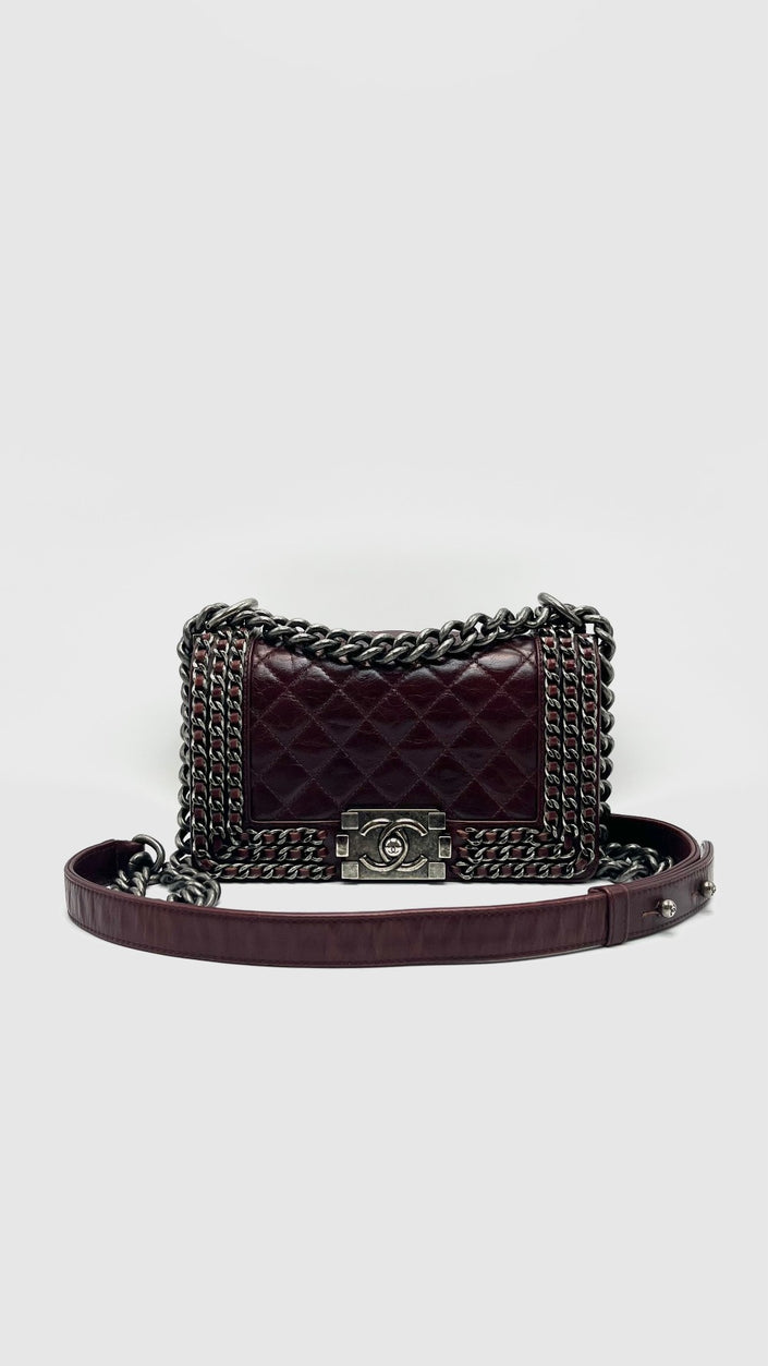 Preowned. Chanel Leboy Small Burgundy Quilted Leather Ruth HW. 20866855|16541