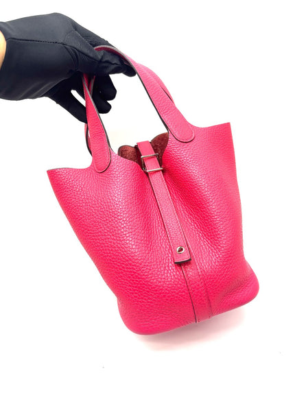Preowned. Hermes Picotin 18 Rose Mexico Clemence PHW. ABY004AN|17271