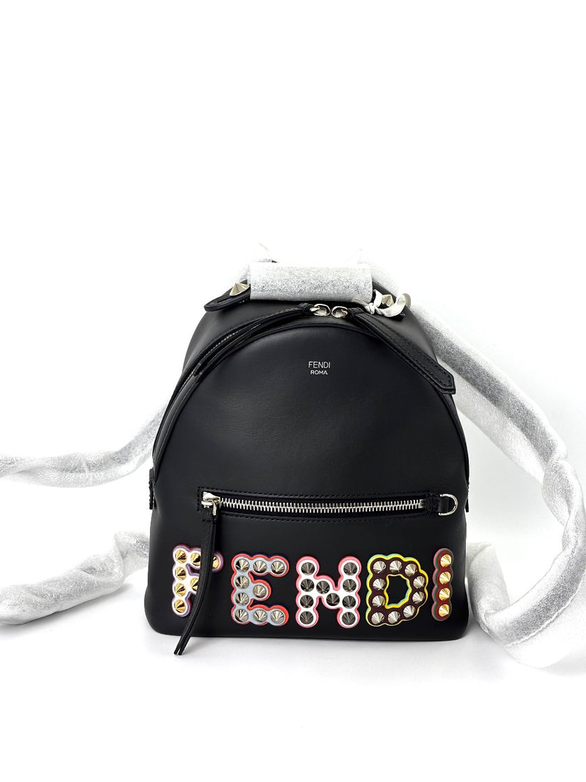 Brand New. Fendi Mini Back Pack Black Studded Logo|6169