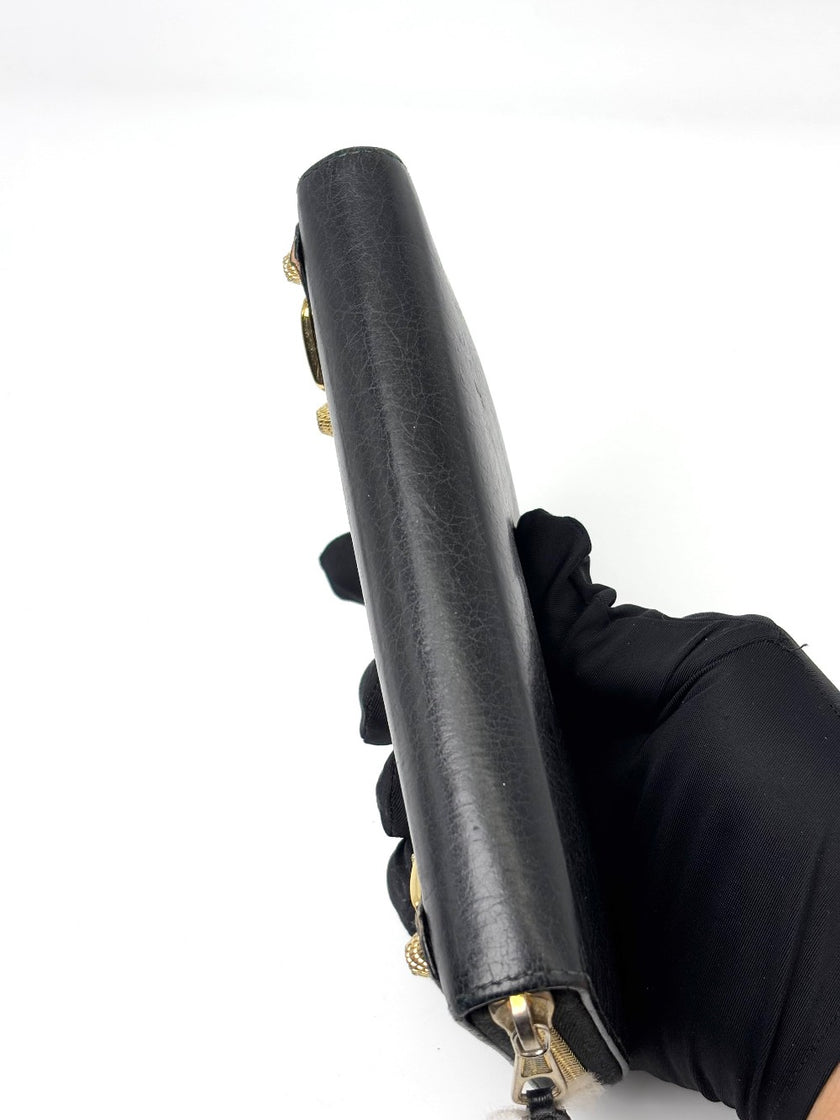 Preowned. Balenciaga Zip Long Wallet Black|7026