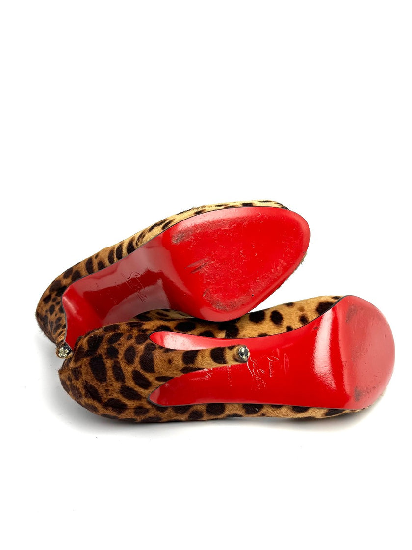 Like New. Louboutin Open Toe Flats Leopard. 35.5|10672
