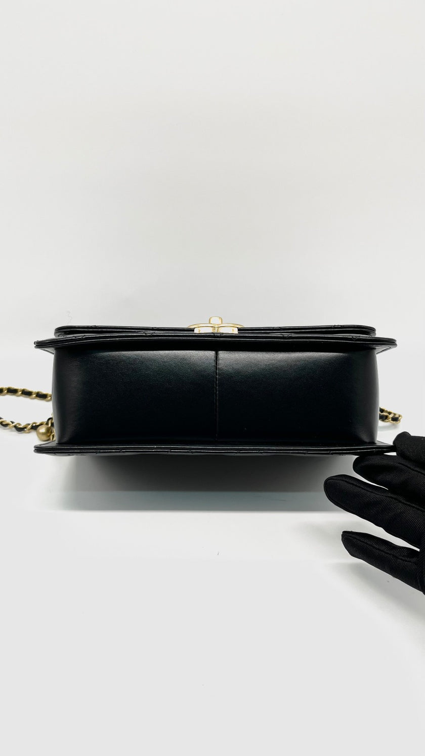 Brand New. Chanel 24C Season Flap Mini Black Adjustable Chain Strap GHW. X456C0P1|15159