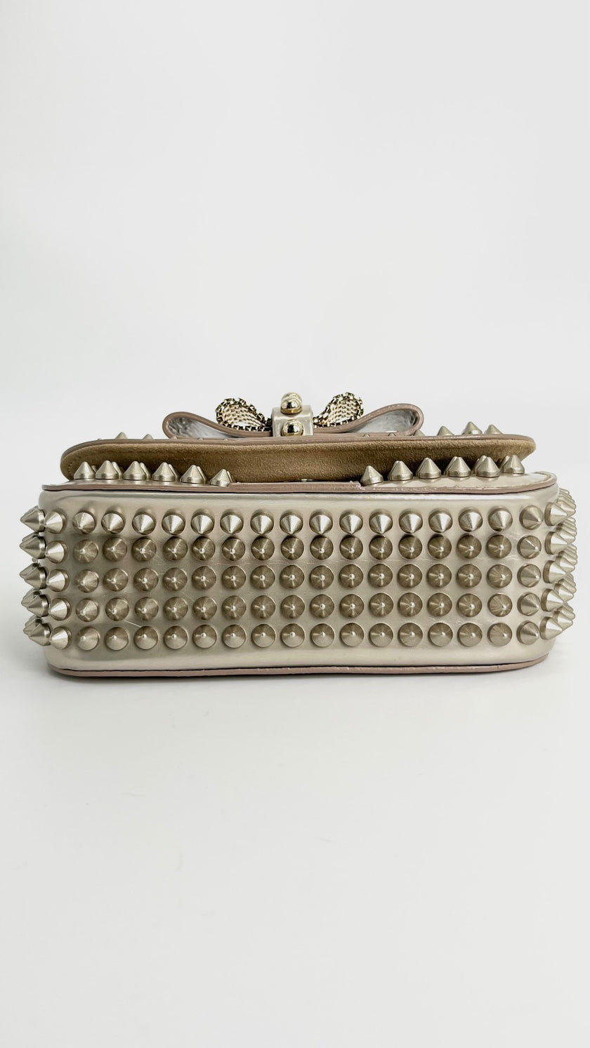 Preowned. Louboutin Spike Sweet Charity Mini Studded Silver|4515