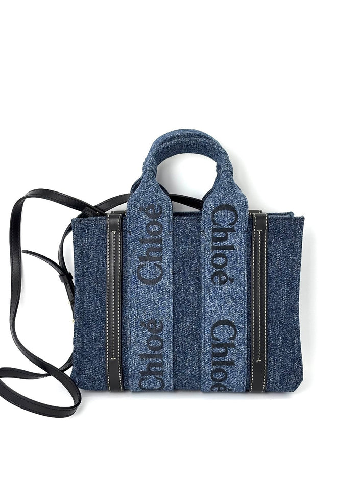 Like New. Chloe Woody Small Denim Blue|6051