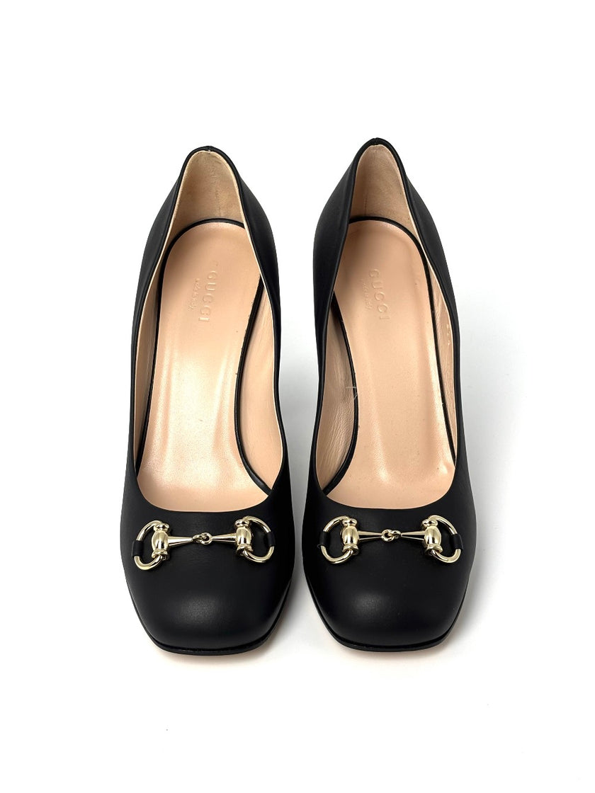 Brand New. Gucci Horsebit Heels Black. 37.5|8944