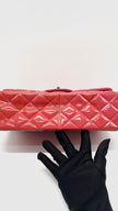 Preowned. Chanel Double Flap Jumbo Pink Patent Leather SHW. 14433520|15233