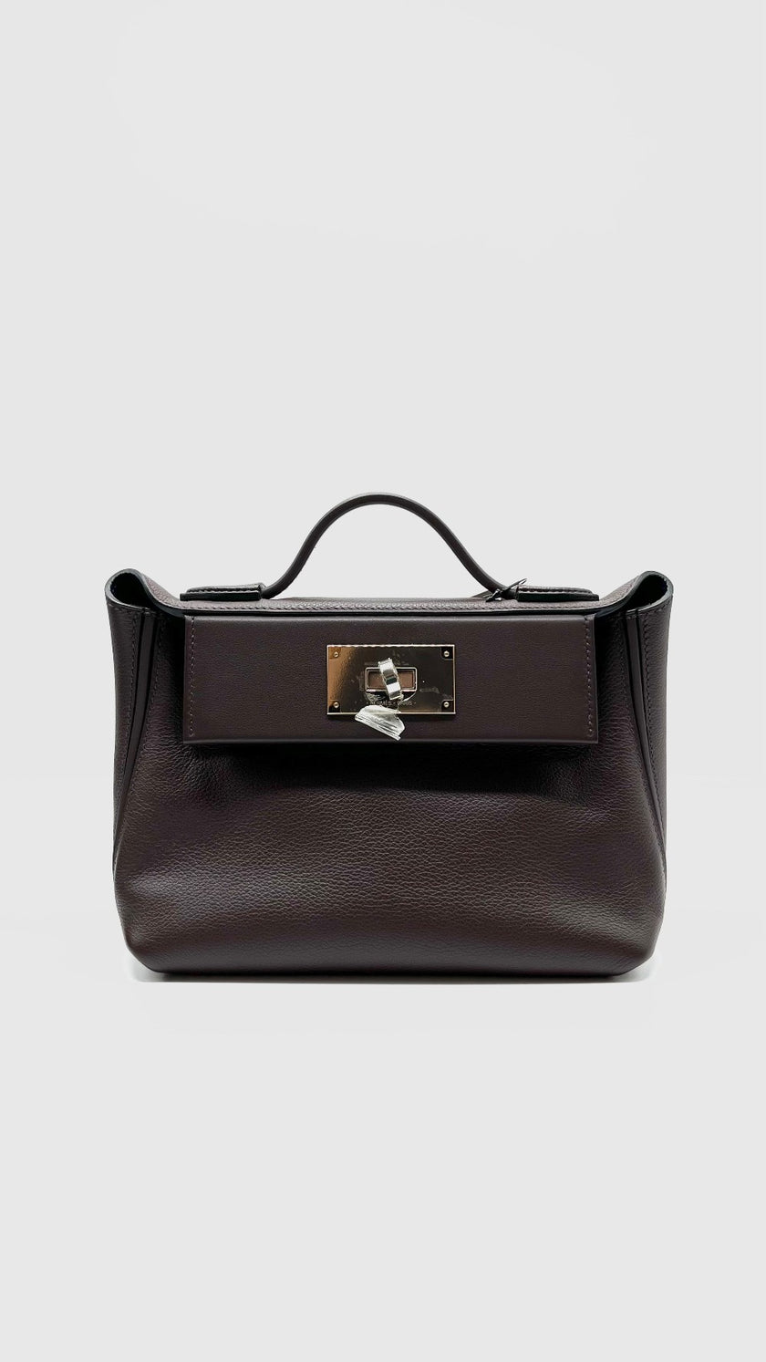 Brand New. Hermes Mini 24/24 Togo Rouge Sellier/Blue Sapphire PHW. ZHT257KM|4990