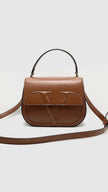 Unused. Valentino Borsa V Logo Two Way Cognac Brown GHW|16273
