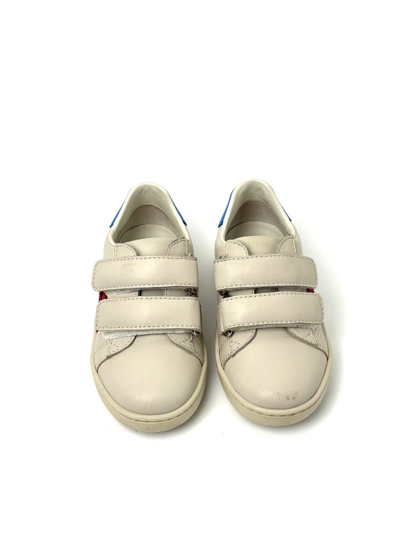 Preowned. Gucci Interlocking G Ace Kids Sneakers White/Red/Blue. 23|7636