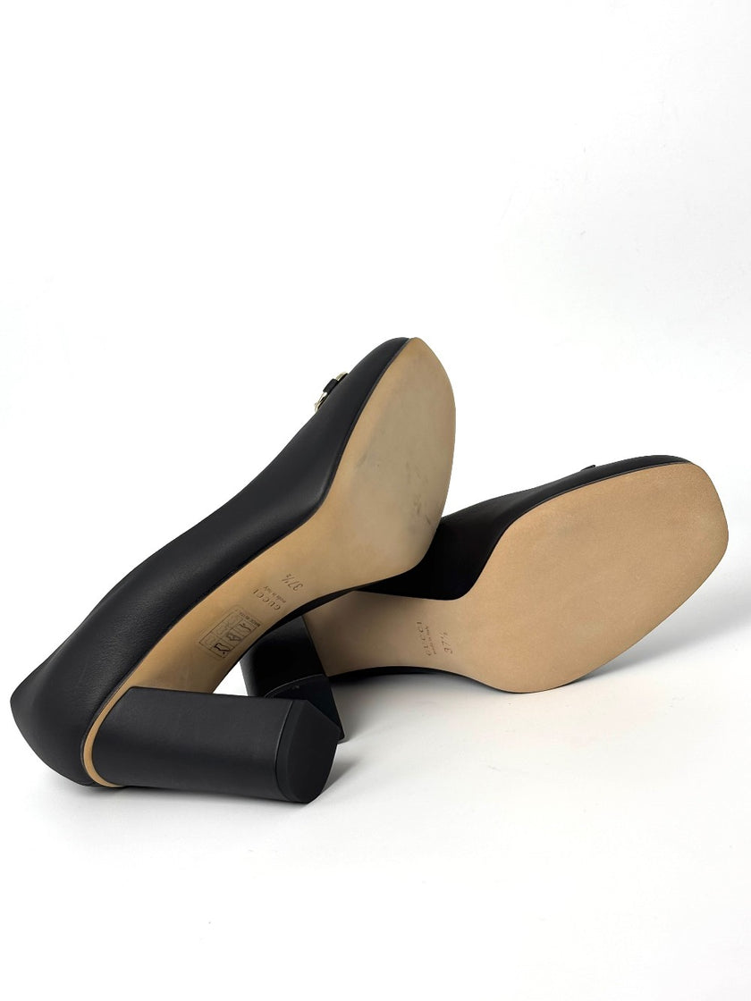 Brand New. Gucci Horsebit Heels Black. 37.5|8948