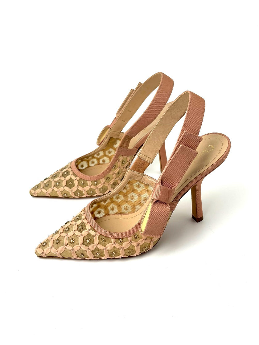 Like New. Dior Slingback Mesh Beige. 37|7430