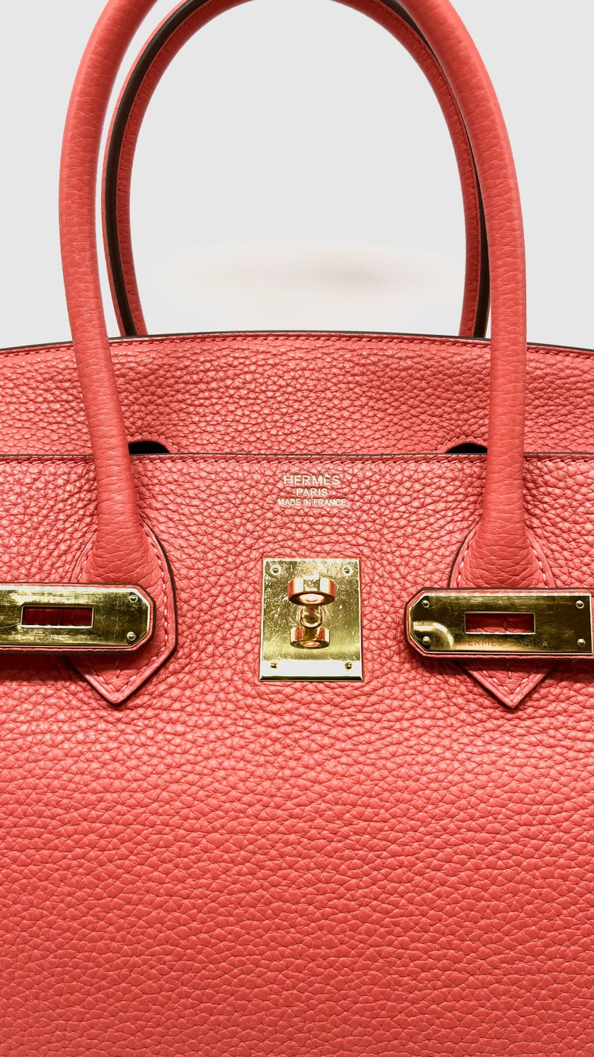Preowned. Hermes Birkin 35 Rose Jaipur Clemence GHW. R212E|12243