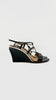 Brand New. Ferragamo Wedge Black/Gold. 36|10803