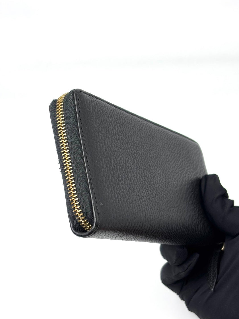 Brand New. Gucci Zip Long Wallet Black|7001