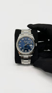 Preowned. Rolex DJ 36 Blue Dial w Diamonds Steel Oyster 2023 12.5 Links|14426