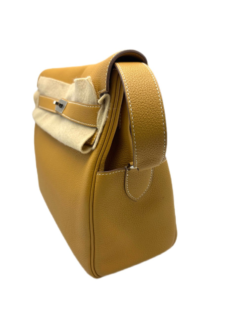 Like New. Hermes Kelly Messenger Natural Sable PHW. WMS174BK|17370