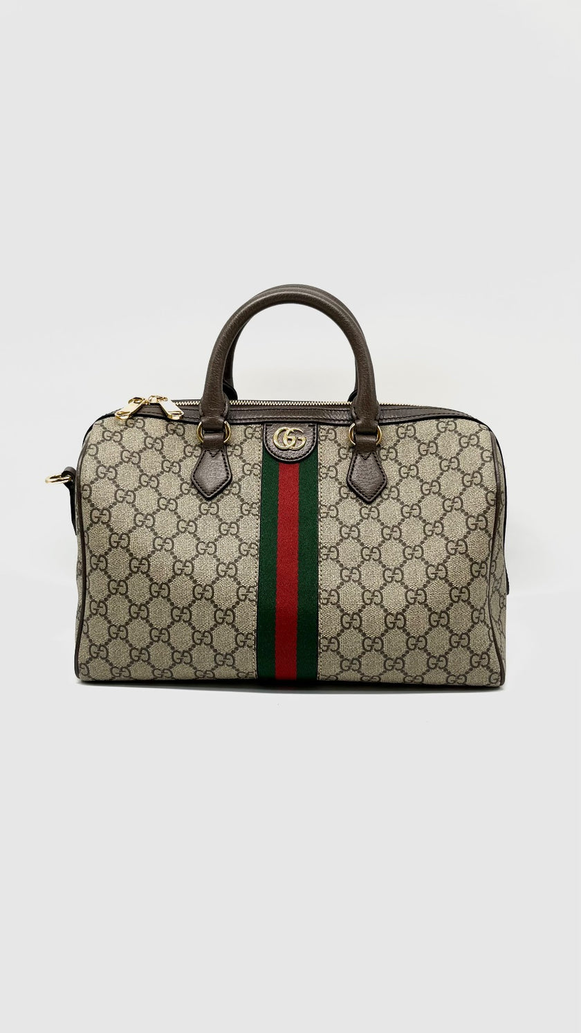 Unsed. Gucci Ophidia Boston GG Supreme Canvas Bag GHW|13389