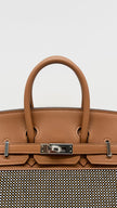 Brand New. Hermes Birkin 25 Gold Toile Swift PHW. BCT598AG|14141