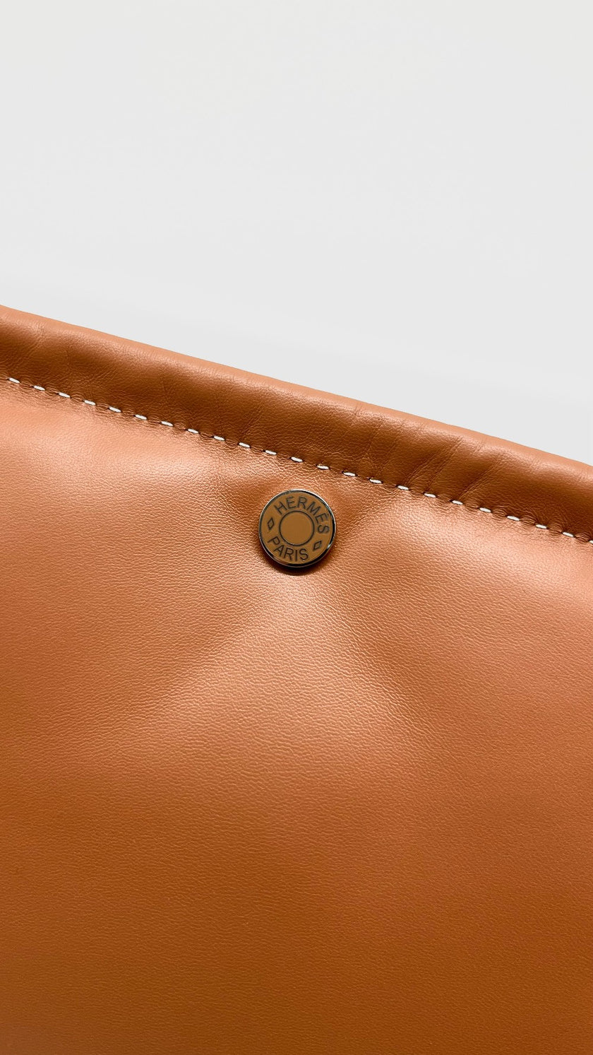 Brand New. Hermes Pilo Pouch Gold Lambskin Swift PHW. KAM004UH|7950