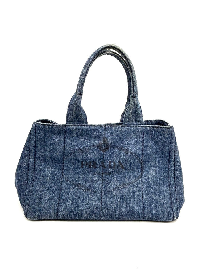 Preowned. Prada Canapa Denim Tote Bag Blue. 197|17527