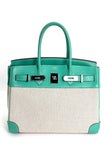 Preowned. Hermes Birkin 30 Toile Lagoon. L26C|3693