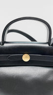 Likew New. Hermes Herbag 31 Black Coated Canvas GHW. BTS005AU|13409