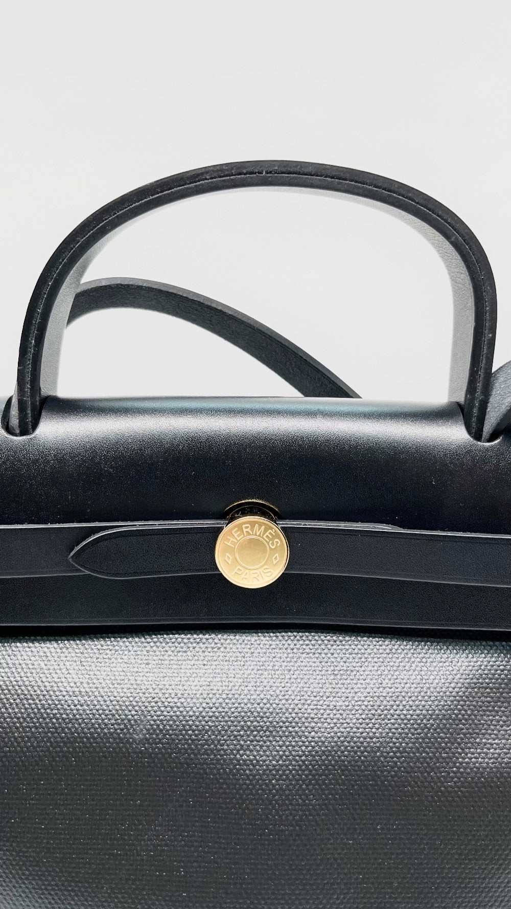 Likew New. Hermes Herbag 31 Black Coated Canvas GHW. BTS005AU|13409