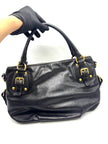 Preowned. Prada Black Soft Calfskin Leather Satchel Bag|17647