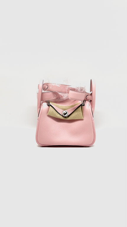 Brand New. Hermes Mini Lindy Rose Sakura Clemence PHW. KJC914GA|14301