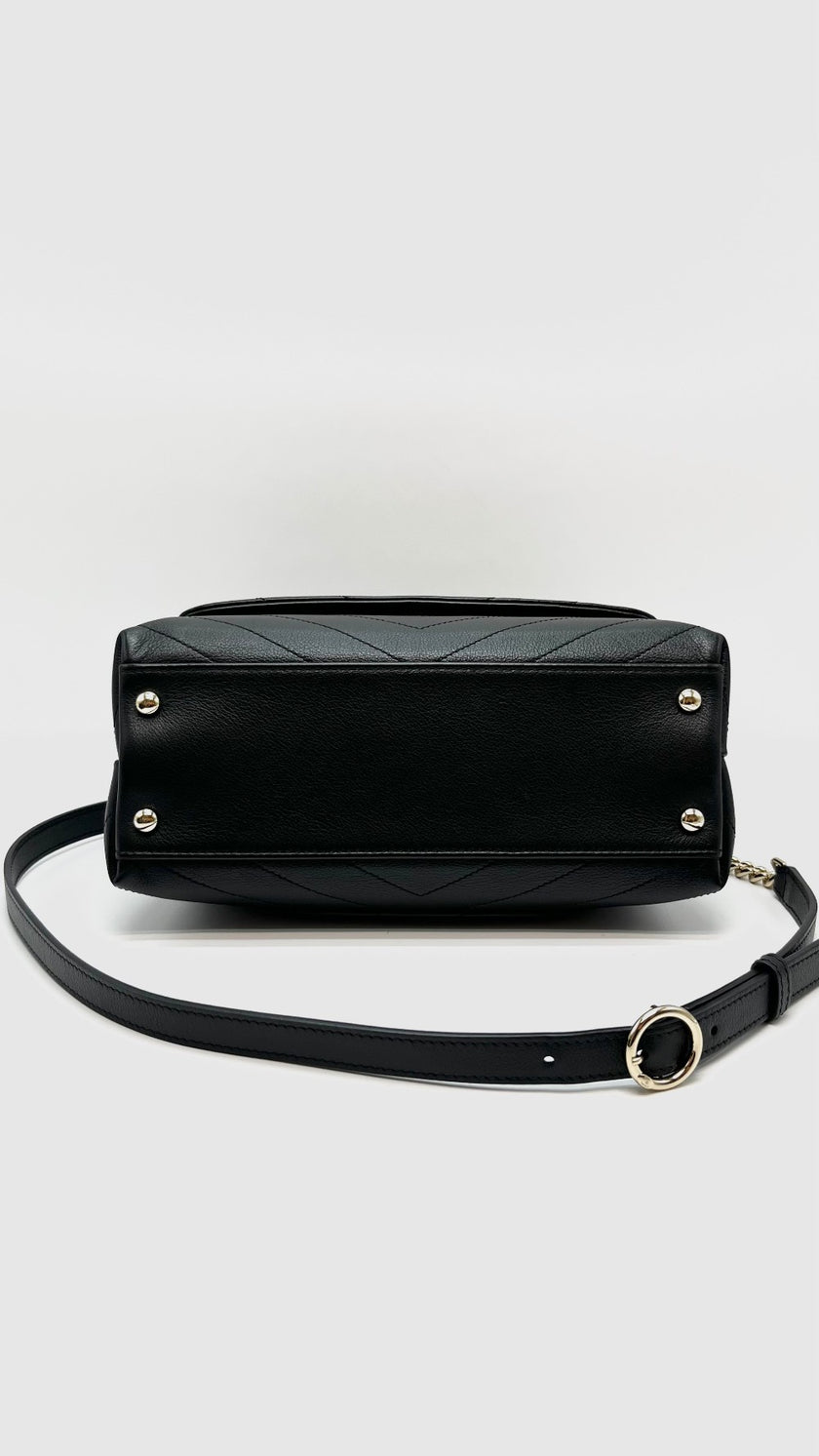 Like New. Chanel Top Handle Chevron Black Calfskin GHW. 27528955|16531