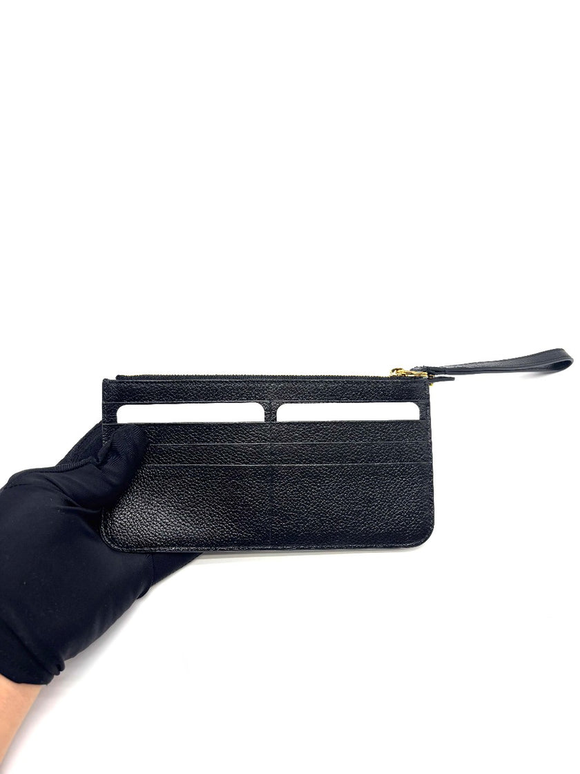 Preowned. Balenciaga Cash Long Coin And Card Holder Black GHW|16921