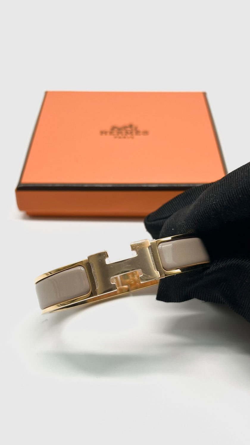 Brand New. Hermes Clic H PM Etoupe RGHW|8746