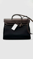 Preowned. Hermes Herbag 39 Black Canvas Stamp P Square AR|9797