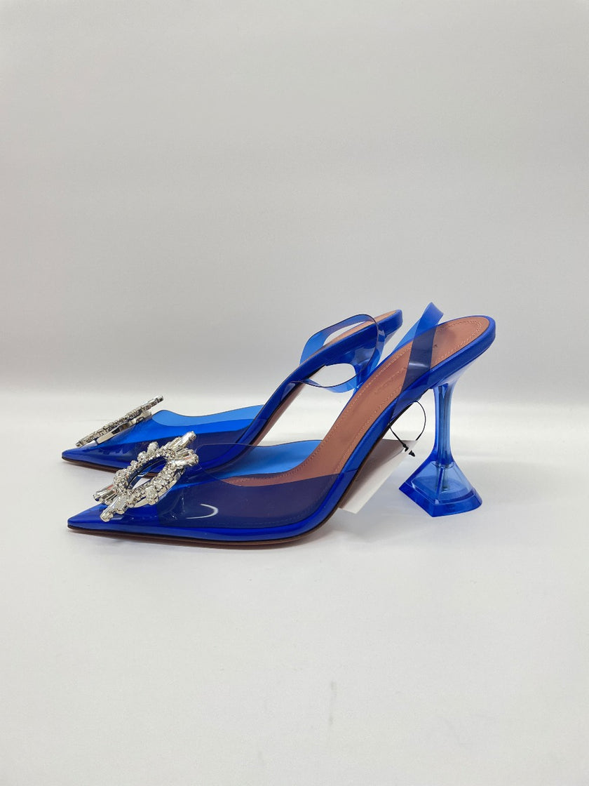 Brand New. Amina Muaddi Begum Heel Blue. 37|10023