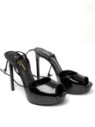 Brand New. YSL Open Toe Patent Black. 37|8082