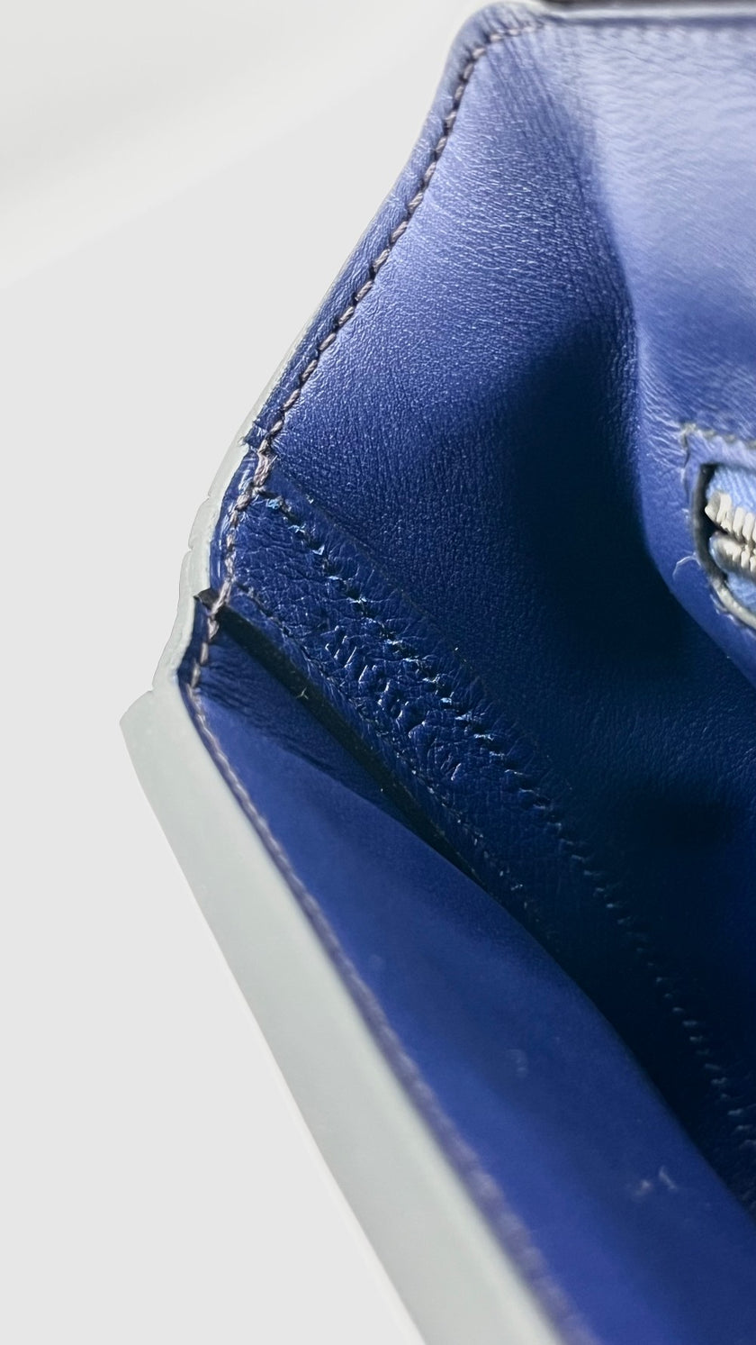 Brand New. Hermes Mini 24/24 Togo Rouge Sellier/Blue Sapphire PHW. ZHT257KM|4997