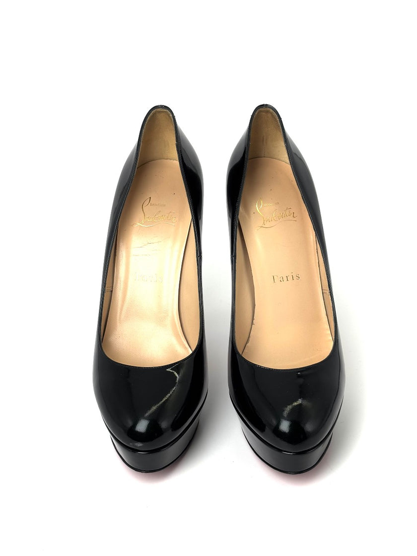 Preowned. Louboutin Heel Patent Dark Green. 39|7466